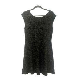 Loft Leopard Print Dress Size 6 Grey Black Jacquard Sleeveless Fit Flare